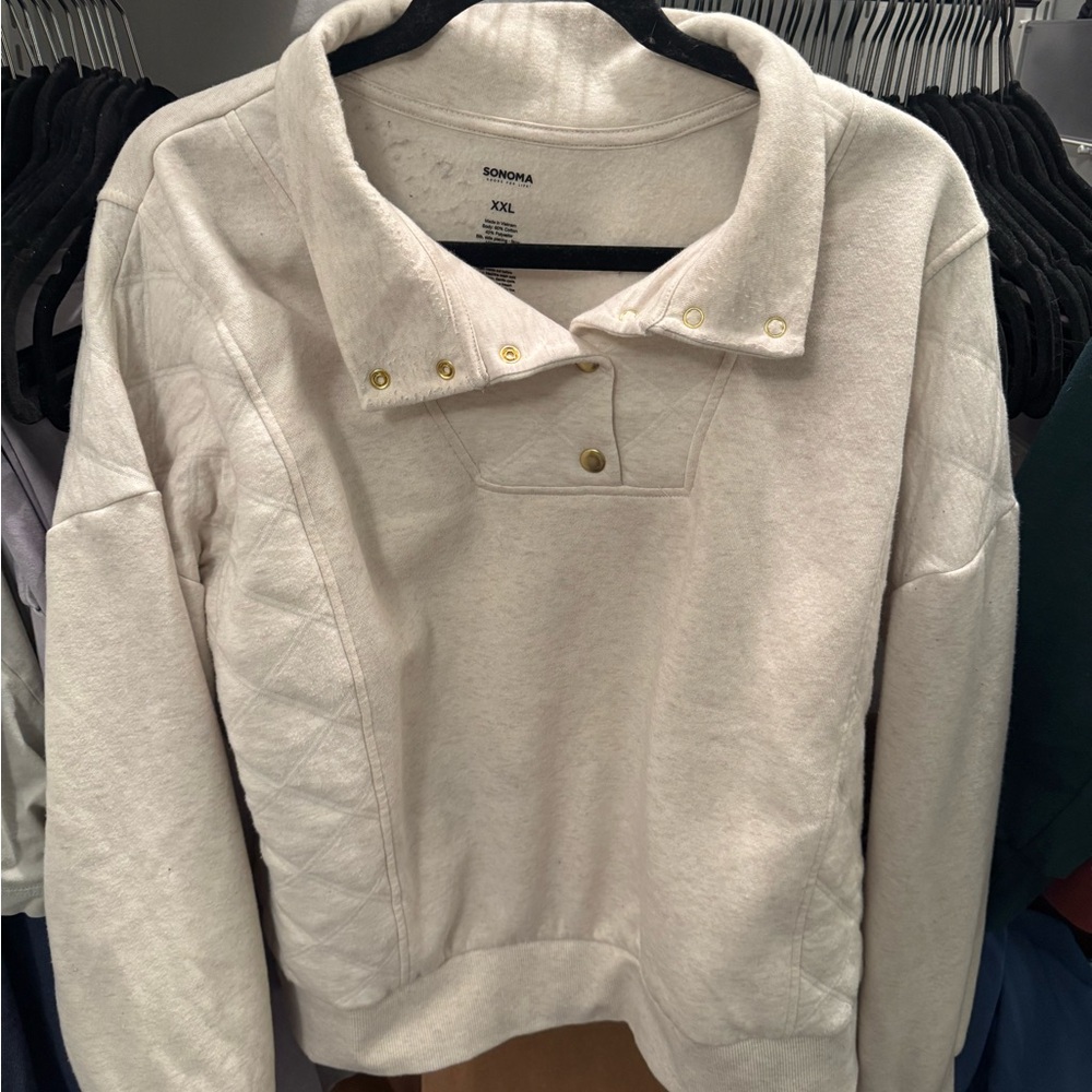 Sonoma Off-White Button-Up Sweatshirt